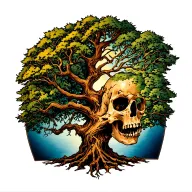 tree of live half alive half dead tattoo design idea