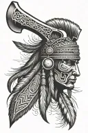 Native American tomahawk tattoo design idea