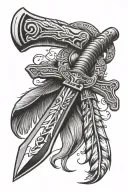 Native American tomahawk tattoo design idea