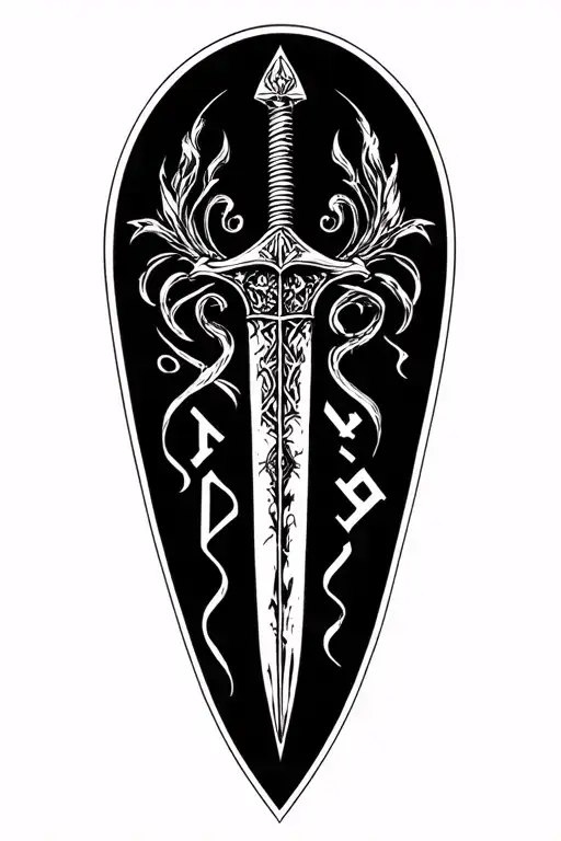 viking dagger set on the runes back tattoo tattoo design idea