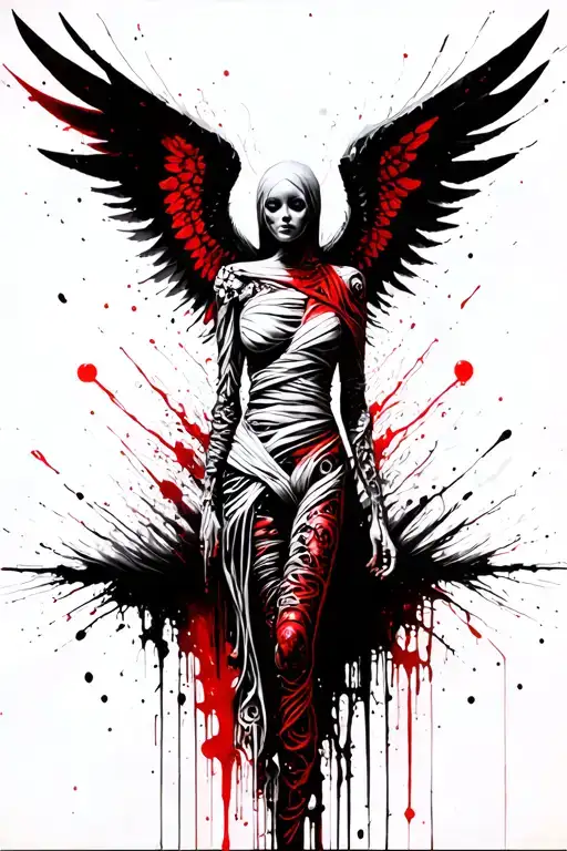 beksinski giger mummy wrap angel filligree arms wrap tattoo design idea