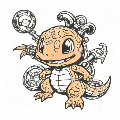 cute charmander tattoo design idea