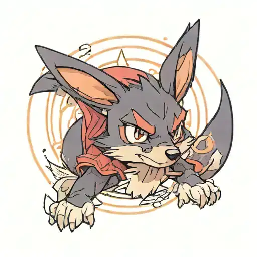 lucario pokemon and solo leveling sung jin woo tattoo design idea