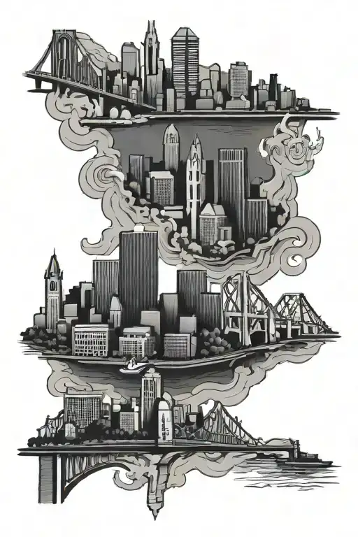pittsburgh p and pittsburgh skyline tattoo design idea