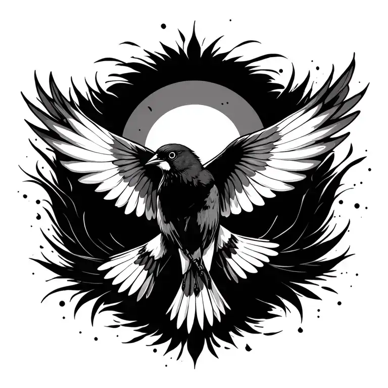bird flying away tattoo design idea