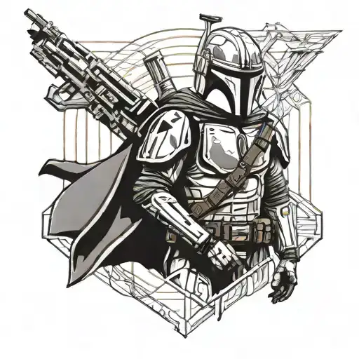 mandalorian holding a ak47 tattoo design idea