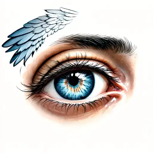 eye with wings, scary  tattoo design idea
