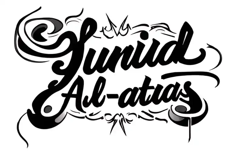 Spinal tatto with the word 'Syaid Junaid Al-attas' written in a Bold, Graffiti font  tattoo design idea
