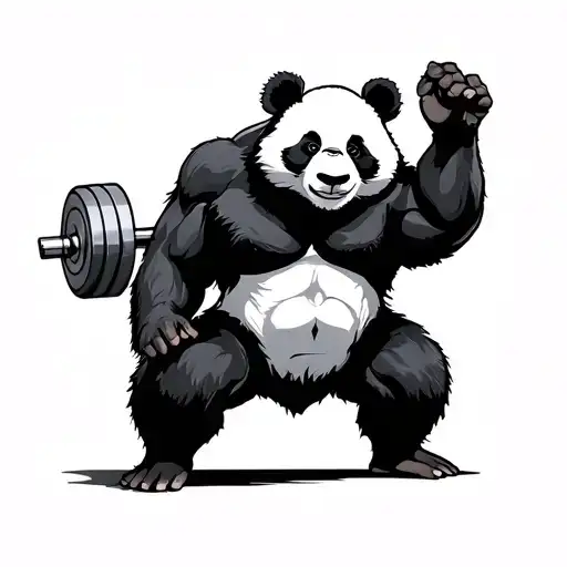 panda powerlifting tattoo design idea