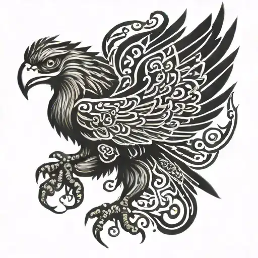 persian calligraphy eagle tattoo design idea