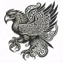 persian calligraphy eagle tattoo design idea
