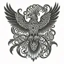 persian calligraphy eagle tattoo design idea