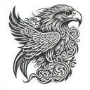persian calligraphy eagle tattoo design idea