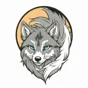 cherokee wolf puppy blue eyes gray fur anime tattoo design idea