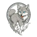 cherokee wolf puppy blue eyes gray fur anime tattoo design idea