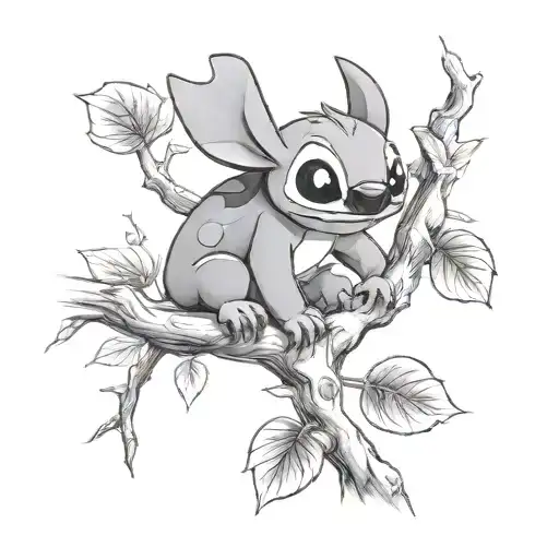 stitch in a tree branch tattoo design idea