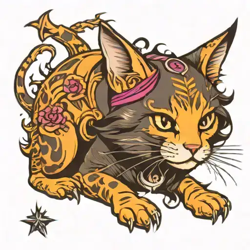 Witch Cat tattoo design idea