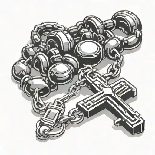 rosary with motocross chain tattoo design idea