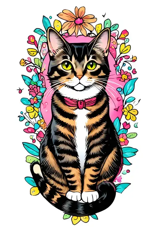 hang in there cat Lisa frank style tattoo tattoo design idea