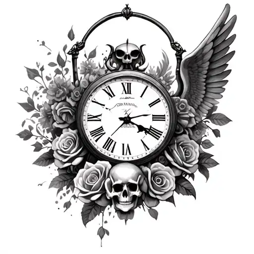 skulls angels roses clock. Capricorn master number jan 12 1987 tattoo design idea