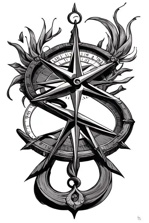nautical compass rose tattoo design idea