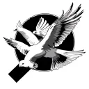 3 doves flying with one carrying a cross tattoo design idea