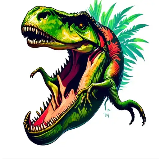 Hawaiian Jurassic park tattoo design idea