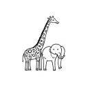 giraffe and elephant heart tattoo design idea