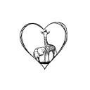 giraffe and elephant heart tattoo design idea