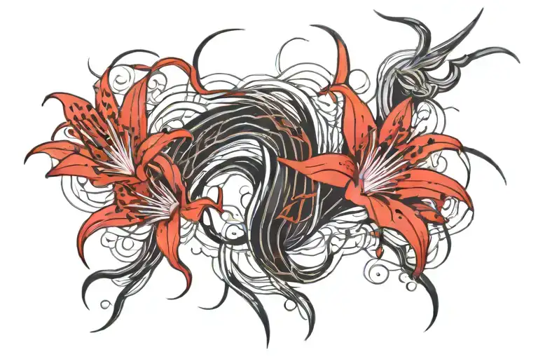 red spider lily capricorn year of the rabbit holding tattoo design idea