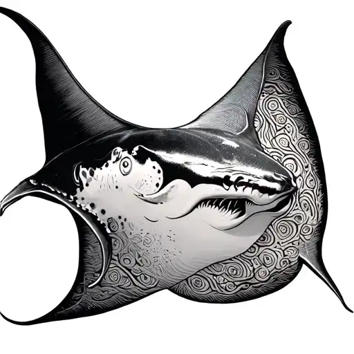 mandela manta ray swimming tattoo design idea