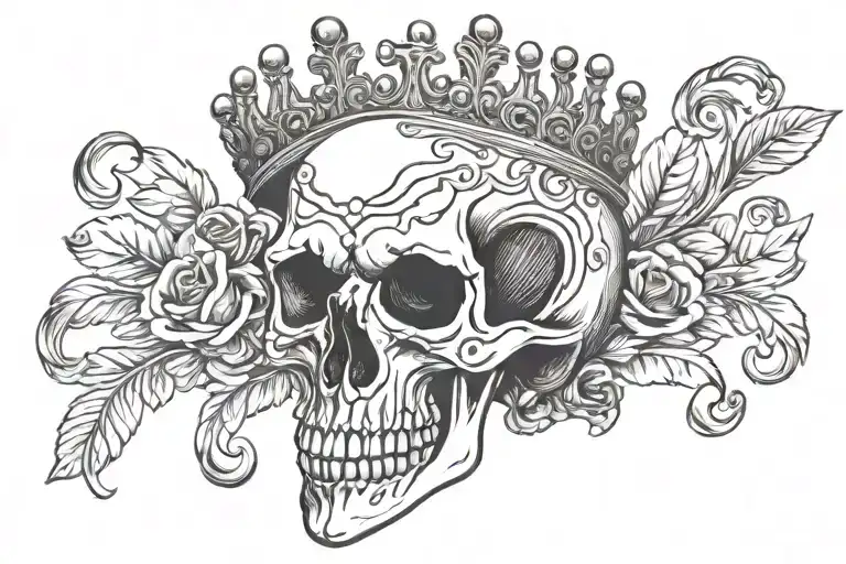 Crown aries skull tattoo design idea