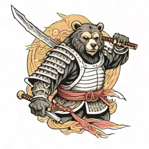bear samurai warrior tattoo design idea