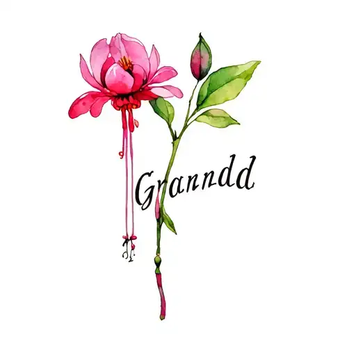 fuchsia flower with the word Grandad  tattoo design idea