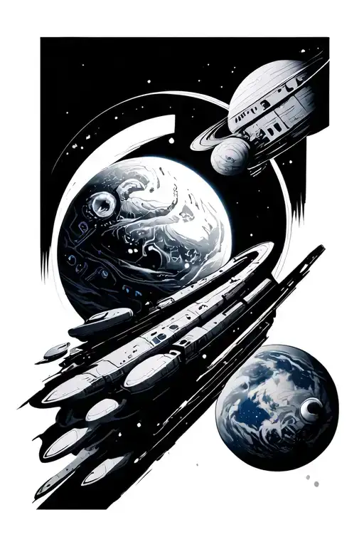 interstellar movie reference hidden in the background tattoo design idea