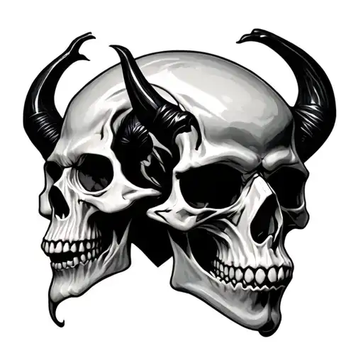 spooky gothic demon skull tattoo design idea