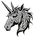 celtic unicorn head tattoo design idea