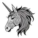 celtic unicorn head tattoo design idea