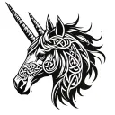celtic unicorn head tattoo design idea