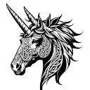 celtic unicorn head tattoo design idea