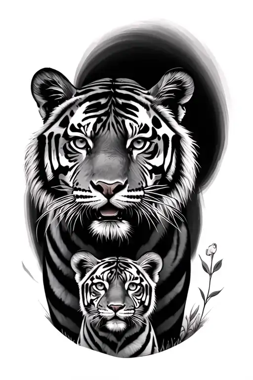 Tiger And 2 Cubs tattoo design idea