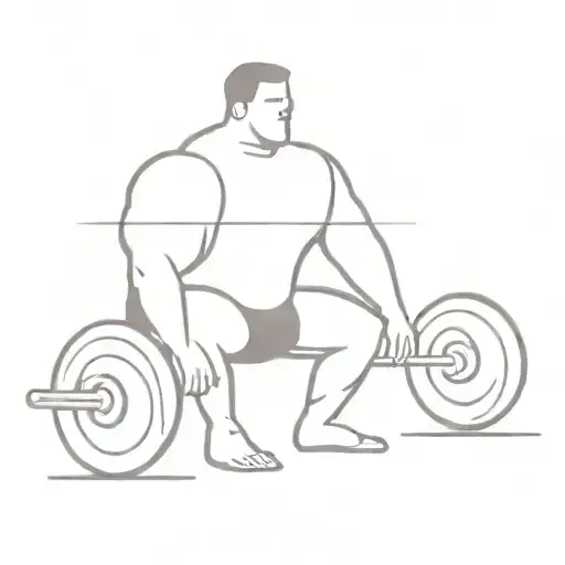 A minimalist tattoo of a powerlifter lifting heavy weights tattoo design idea