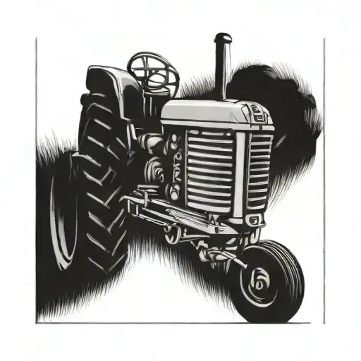 Tractor in the field tattoo design idea