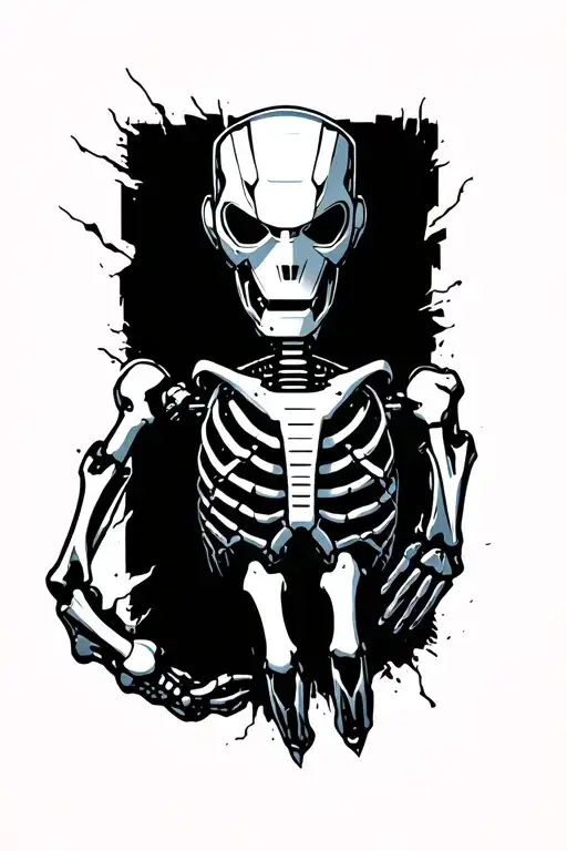 half bone half robot with ripping tendens and skin as it moves up the hand to the wrist for the right hand tattoo design idea