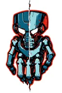 half bone half robot with ripping tendens and skin as it moves up the hand to the wrist for the right hand tattoo design idea