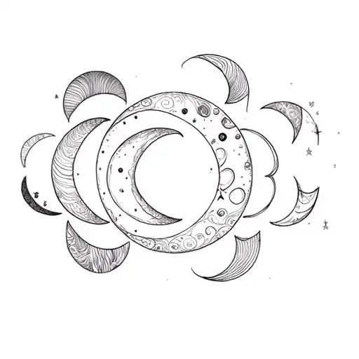Stella moon phases tattoo design idea
