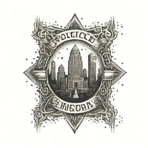 Police badge with a Nocera skyline tattoo design idea