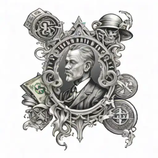 billionaire surrounded by money and risk nothing gain nothing tattoo design idea