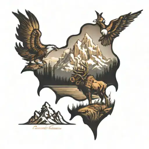 grand Teton mountain landscape tattoo design idea