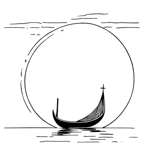 Gondola of unique and fine stroke tattoo design idea